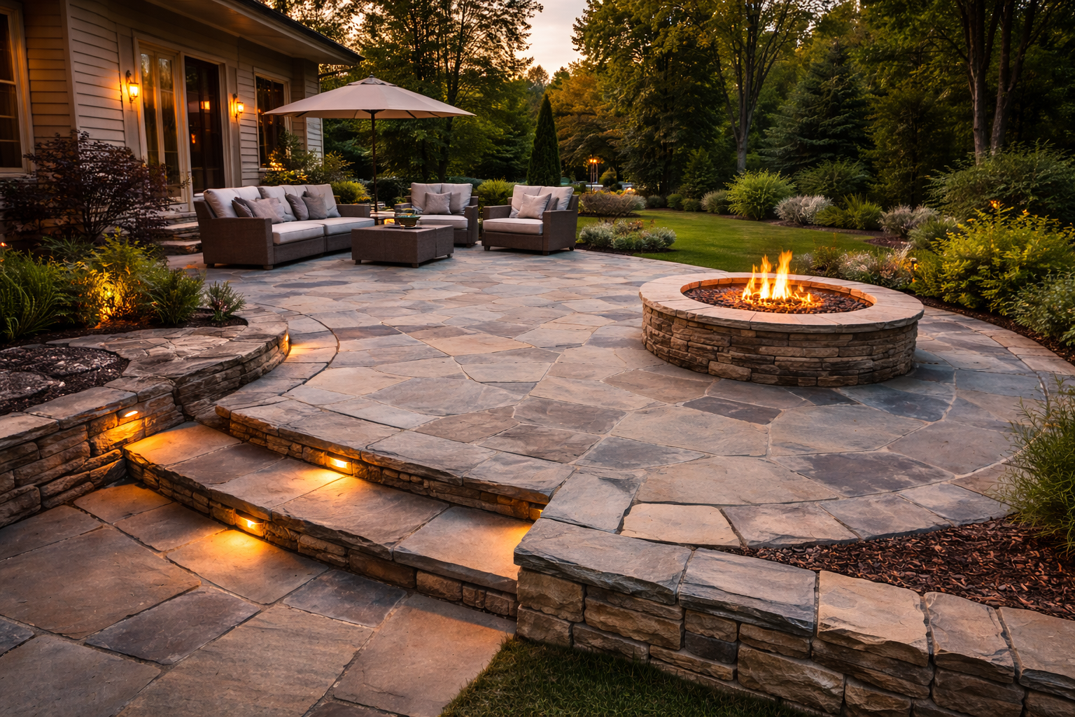 Luxurious Natural Stone Patios & Landscape Walkways